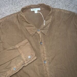 James Perse Standard Women's Button Down Shirt Size 2 Medium Brown Long Sleeve